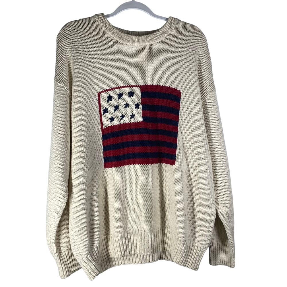 Vintage American Flag Knit Sweater American Outpost Womens Size Large
